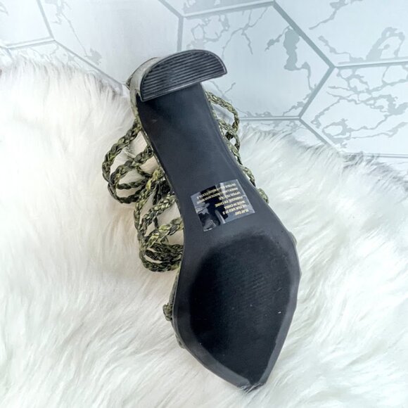 DRESS SANDALS-SLAY DAY-GREEN LACE UP  HEELS- - Picture 2 of 7